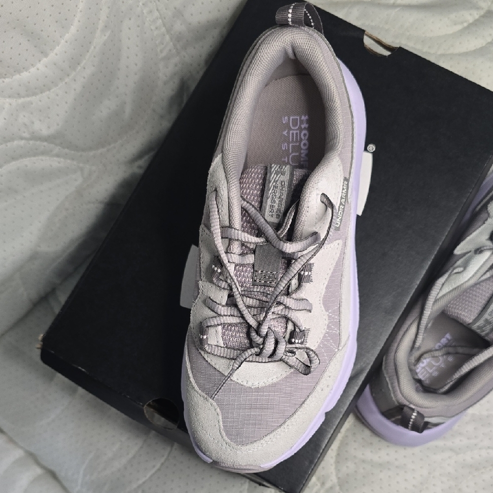 Under Armour Women's Gray and Purple Sneakers - Picture 2 of 5